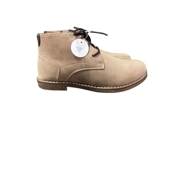 Sonoma Boys Ryderr Taupe Lace-Up Easy Zip Boots Size 2 Durable Suede - Picture 4 of 8